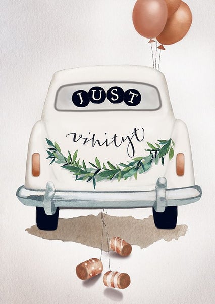 2-osainen kortti Henna Adel - H&auml;&auml;auto "Just vihityt"