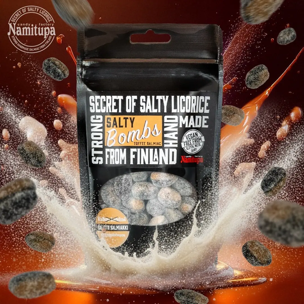 UUTUUS! Salty Bombs &ndash; toffeesalmiakki 100g glykyrritsiinivapaa!