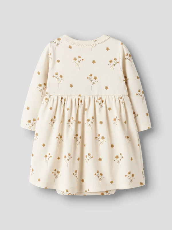 Lil' Atelier - NbfLayo - Pitk&auml;hihainen bodymekko, Coconut milk / Flower yellow